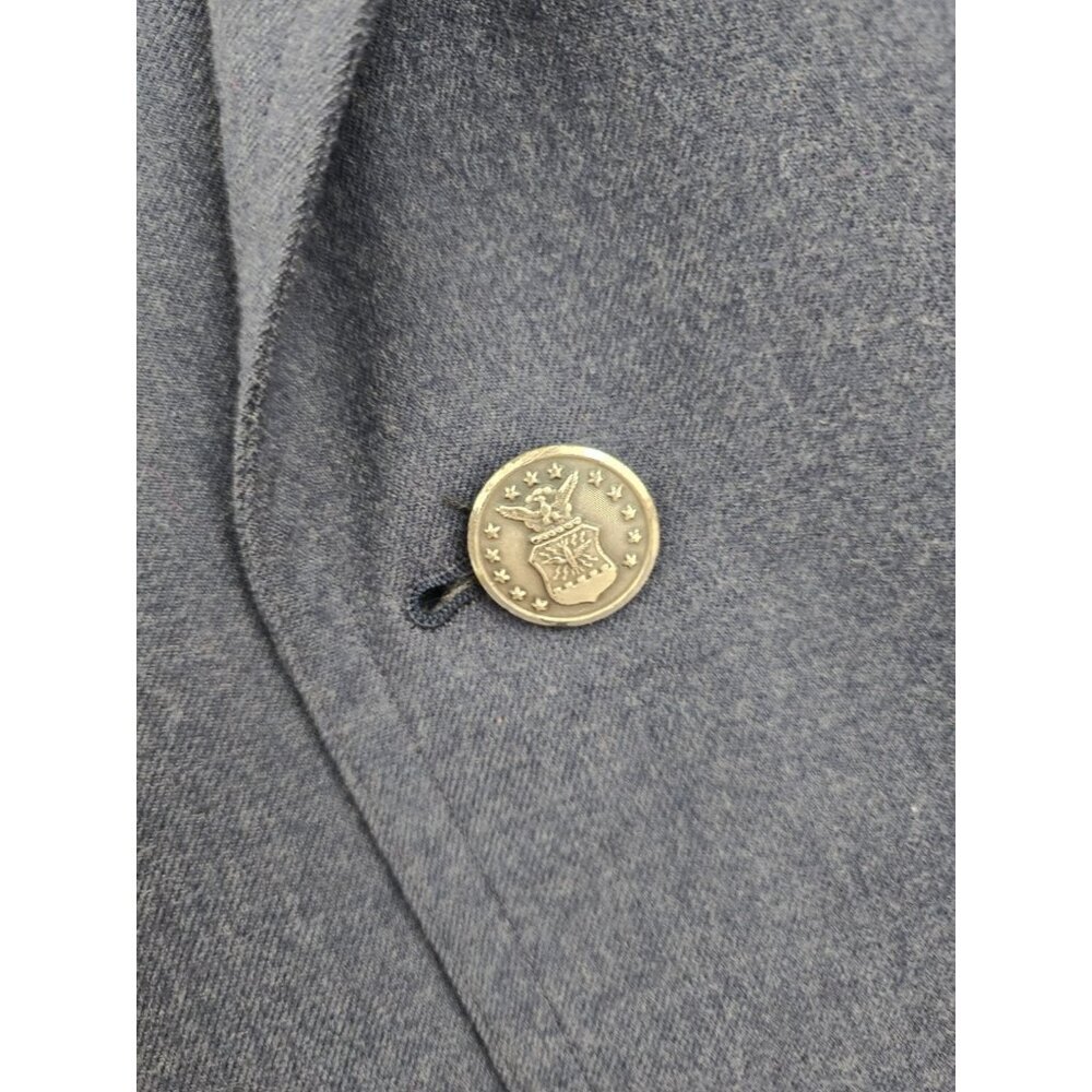 Air Force Military Vintage Wool Navy Blue Double Breasted Long Overcoat Coat 39S - Picture 3 of 10